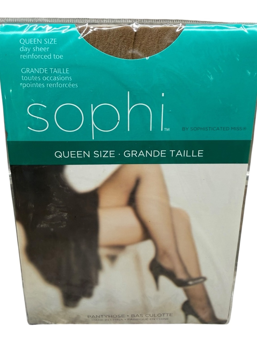 Sophi Queen Size Beige Day Sheer Pantyhose Reinforced Toe 160-190lbs